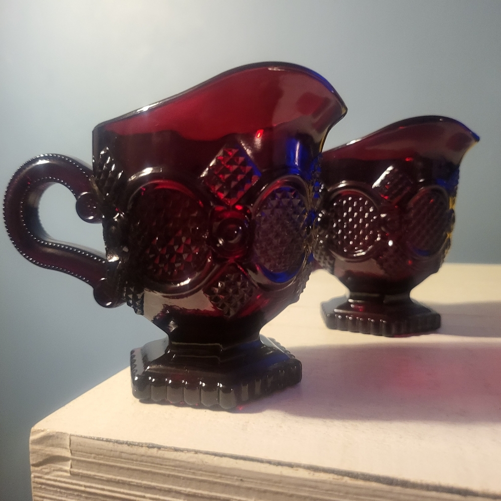 Avon Cape Cod Ruby Red Creamer Duo (2 of the same)